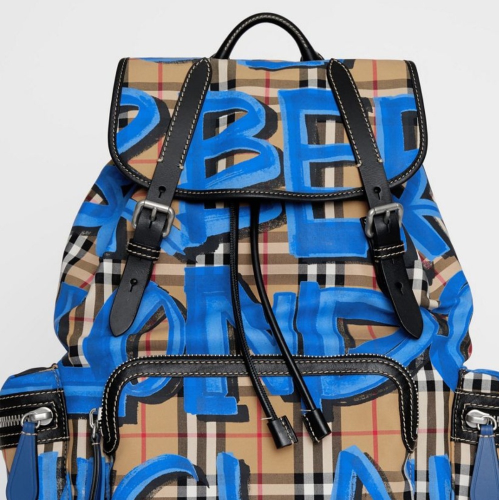 The Large Rucksack in Graffiti Print Vintage Check